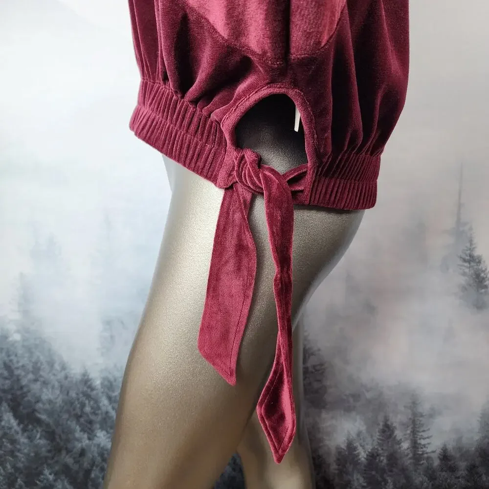 Anthropologie Daily Practice Side-Tie Velvet Pullover | Women's Small